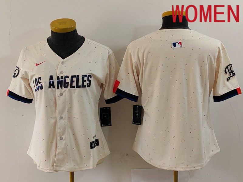 Women Los Angeles Dodgers Blank Cream Fashion Nike Game MLB Jersey style 629->women mlb jersey->Women Jersey
